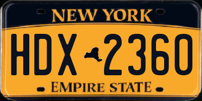 NY license plate HDX2360