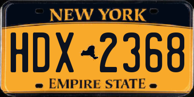 NY license plate HDX2368