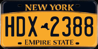 NY license plate HDX2388