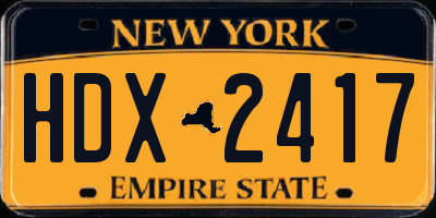 NY license plate HDX2417