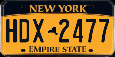 NY license plate HDX2477