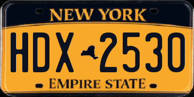 NY license plate HDX2530