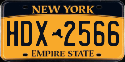 NY license plate HDX2566