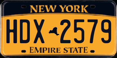NY license plate HDX2579