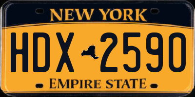 NY license plate HDX2590
