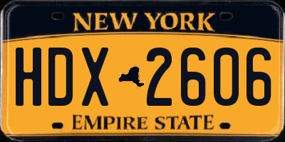 NY license plate HDX2606