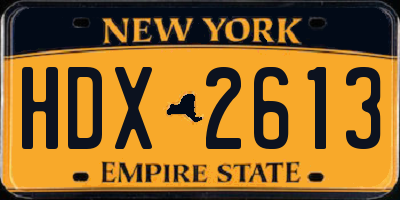 NY license plate HDX2613