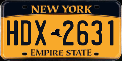 NY license plate HDX2631
