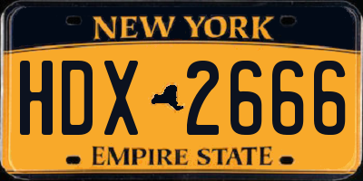 NY license plate HDX2666