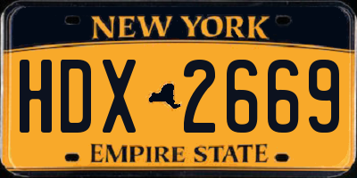 NY license plate HDX2669