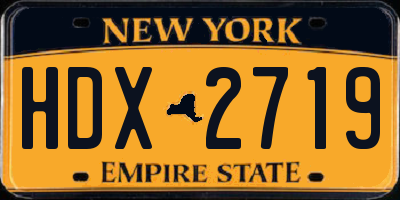 NY license plate HDX2719