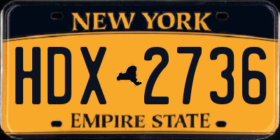 NY license plate HDX2736