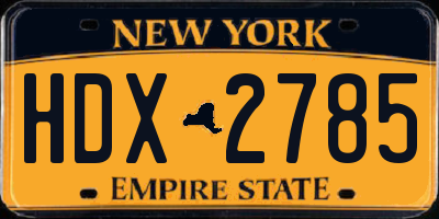 NY license plate HDX2785