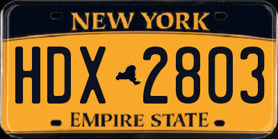 NY license plate HDX2803