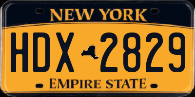 NY license plate HDX2829