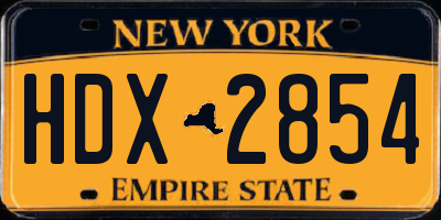 NY license plate HDX2854
