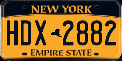 NY license plate HDX2882