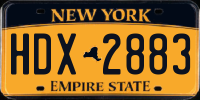 NY license plate HDX2883