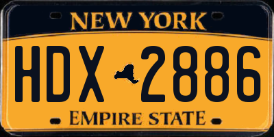 NY license plate HDX2886