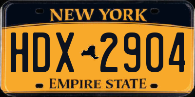 NY license plate HDX2904