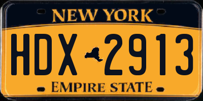 NY license plate HDX2913