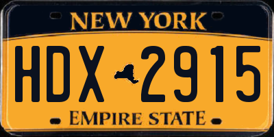 NY license plate HDX2915