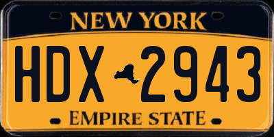 NY license plate HDX2943