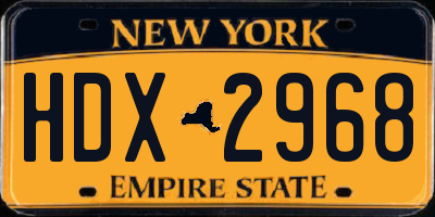 NY license plate HDX2968