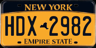 NY license plate HDX2982
