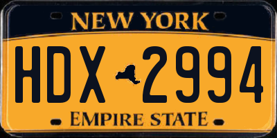 NY license plate HDX2994
