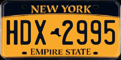 NY license plate HDX2995