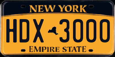 NY license plate HDX3000