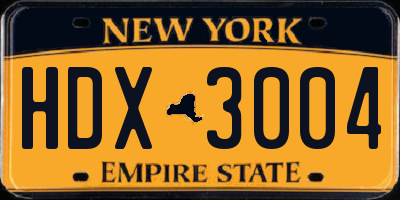 NY license plate HDX3004