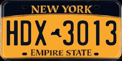 NY license plate HDX3013