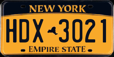 NY license plate HDX3021