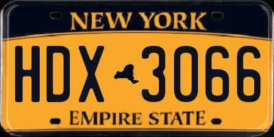 NY license plate HDX3066