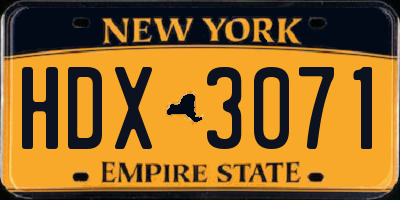 NY license plate HDX3071