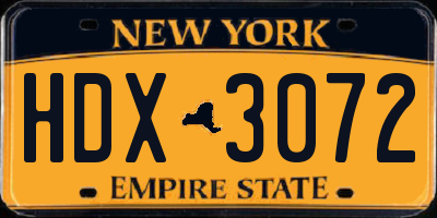 NY license plate HDX3072