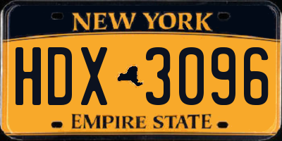 NY license plate HDX3096