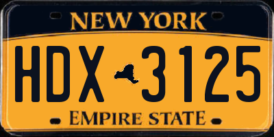 NY license plate HDX3125