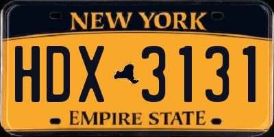 NY license plate HDX3131