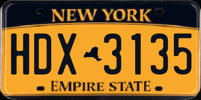 NY license plate HDX3135