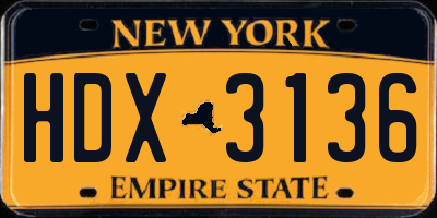 NY license plate HDX3136
