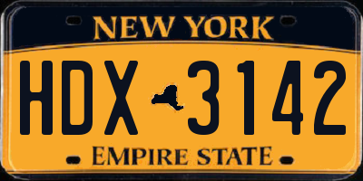 NY license plate HDX3142