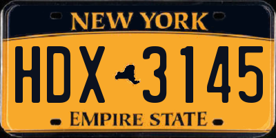 NY license plate HDX3145