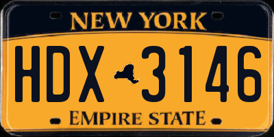 NY license plate HDX3146