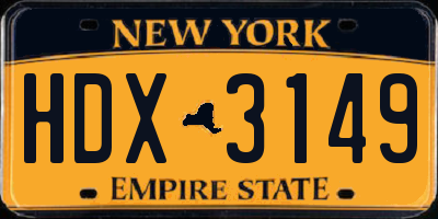 NY license plate HDX3149
