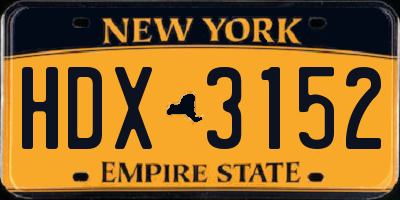 NY license plate HDX3152