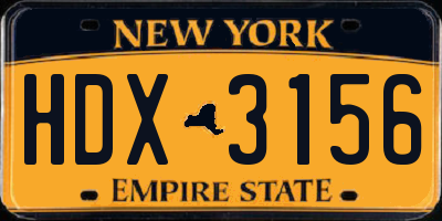 NY license plate HDX3156