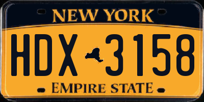 NY license plate HDX3158